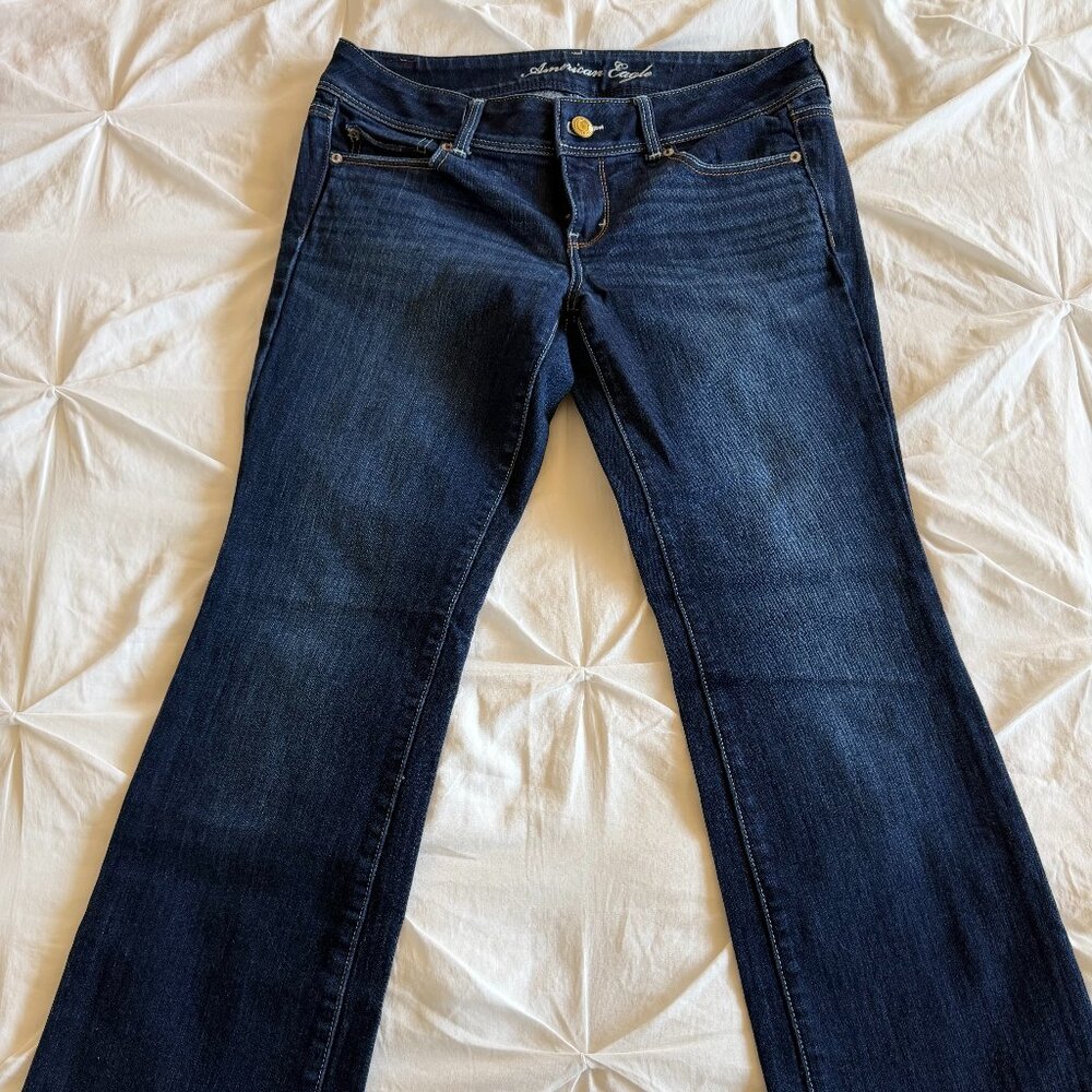 American Eagle Slim Boot Stretch Jeans Size 10 Dark Wash Denim